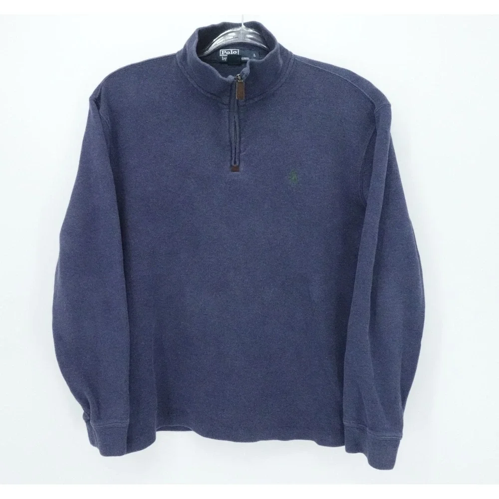 Polo Ralph Lauren Sweater Mens Large Blue Quater Zip Preppy Casual‎ Office